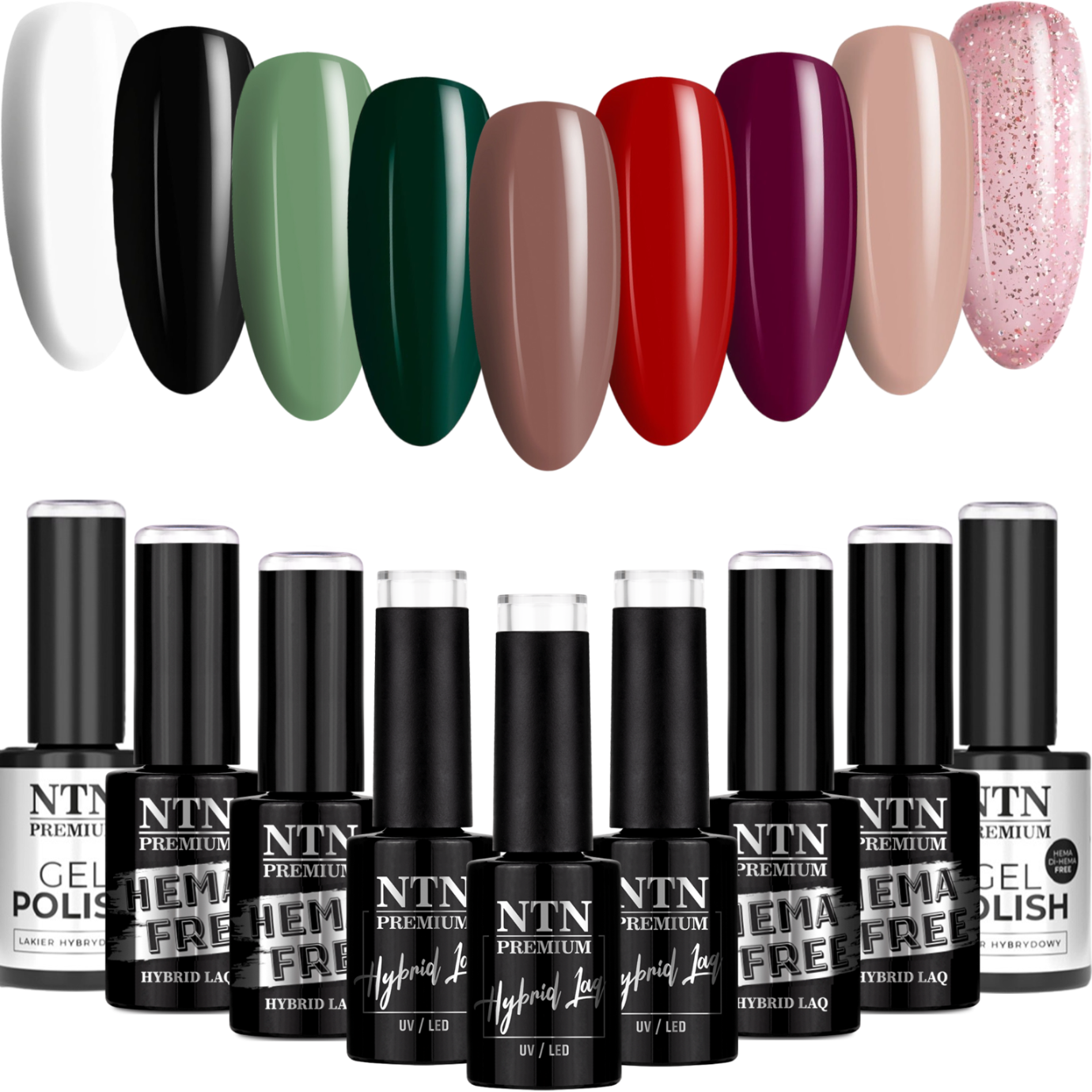 9x Lakier Hybrydowy NTN 5g Kolory Jesieni Bestsellery ZESTAW 9w1