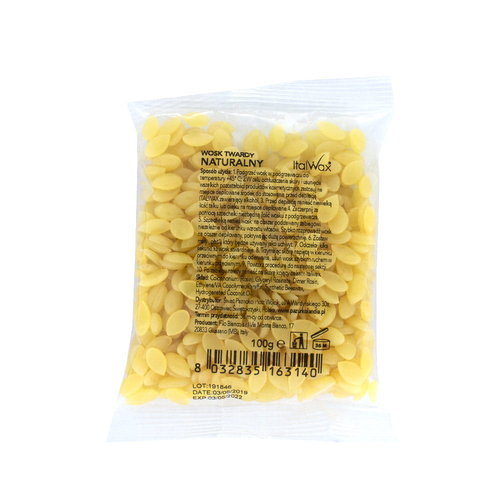 Wosk twardy w dropsach niskotemperaturowy do depilacji bezpaskowej ItalWax Naturalny Film Wax 100 g