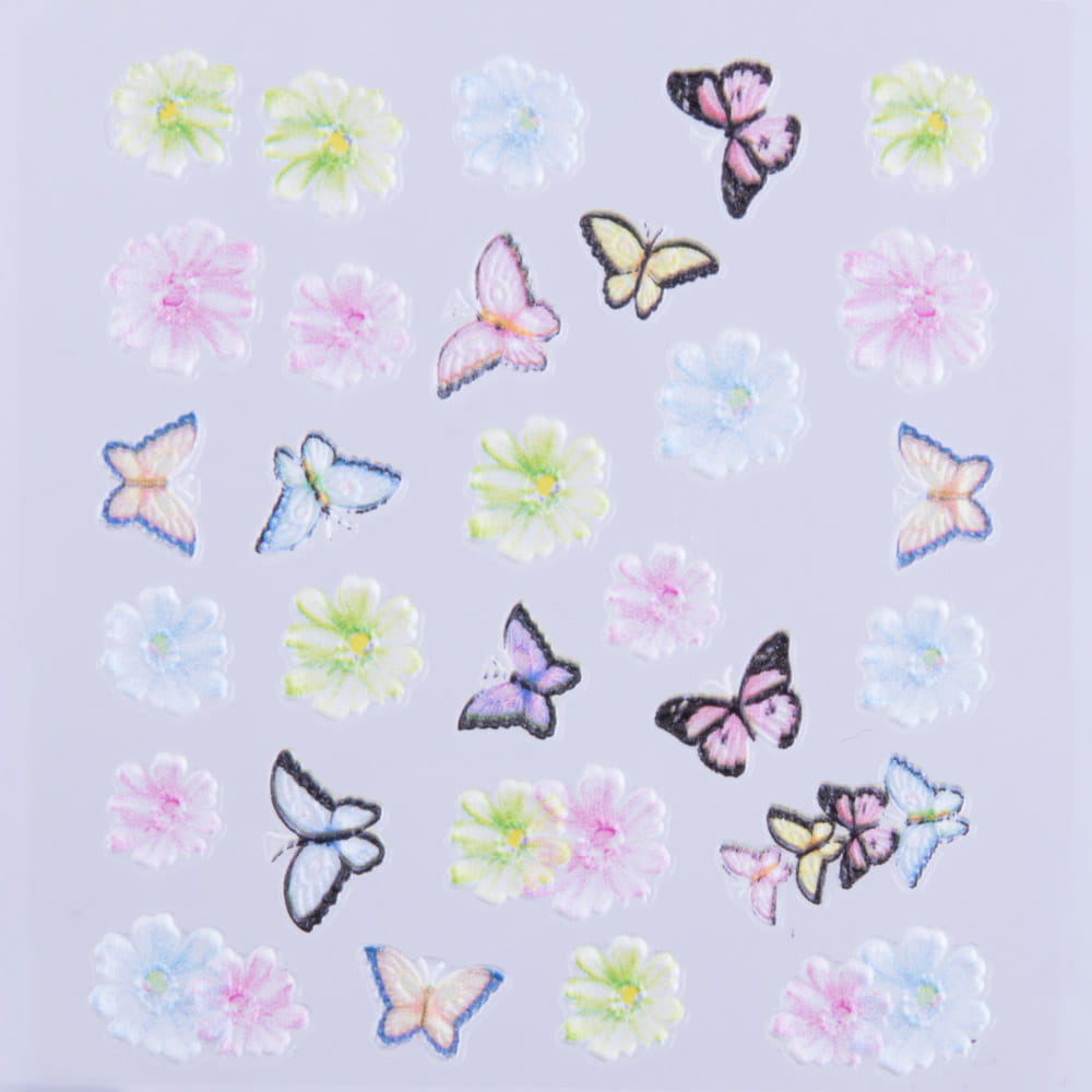 Naklejki biżuteryjne 5D samoprzylepne wypukłe akrylowe kwiaty motyle Z-D3694