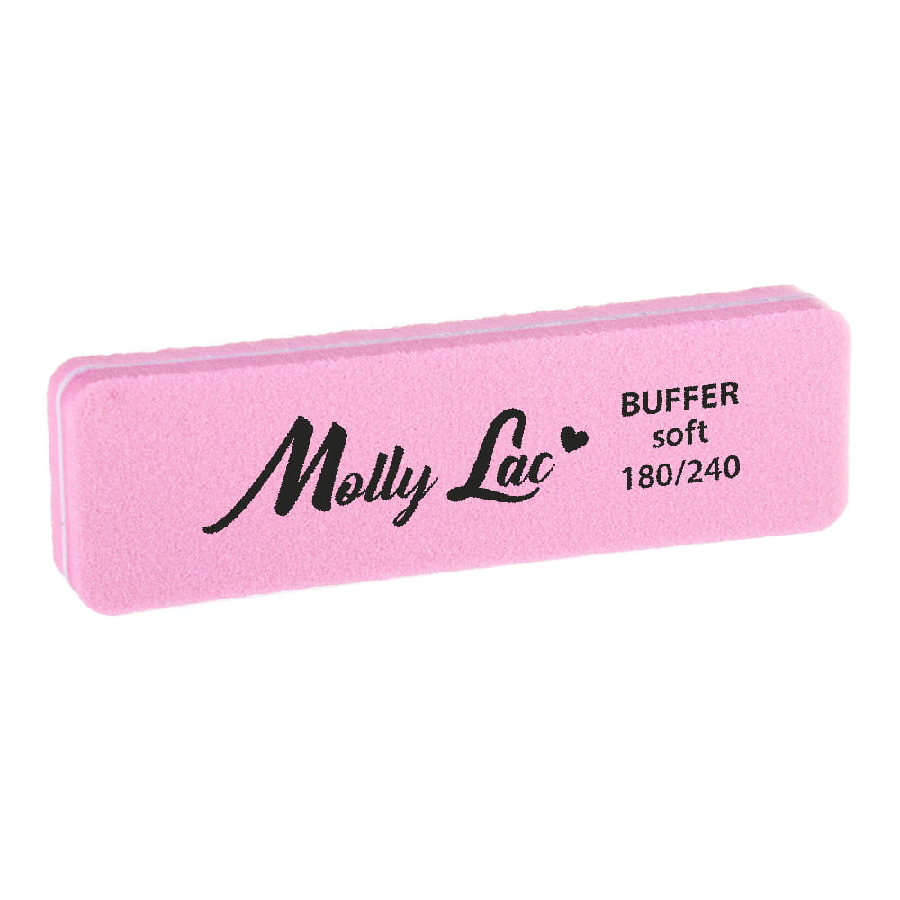 Polerka dwustronna Buffer mini szeroka Soft 180/240 różowa MollyLac 5szt