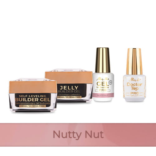 Molly Nails PRO MATCH SYSTEM 3+1 Nutty Nut: 3 żele budujące + Doctor Top 15g