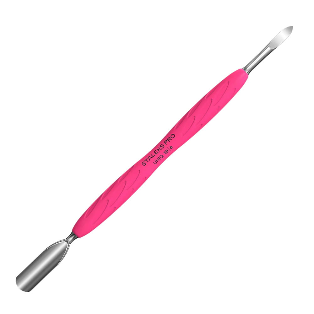 Kopytko do manicure Gummy z silikonową rękojeścią Staleks Pro Uniq 10 TYPE 6 popychacz szeroki zaokrąglony i czyścik paznokci
