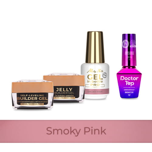 Molly Nails PRO MATCH SYSTEM 3+1 Smoky Pink: 3 żele budujące + Doctor Top 10g