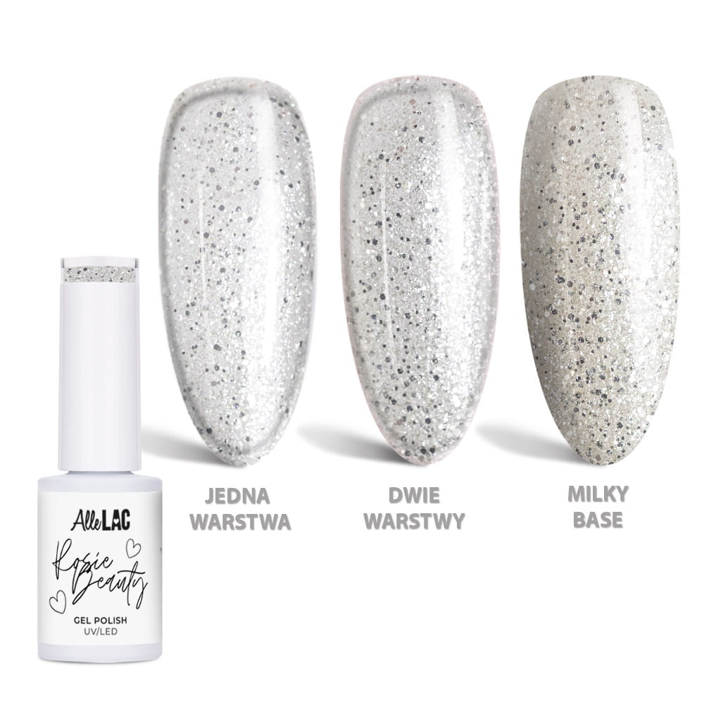 Lakier hybrydowy LED/UV Gel Polish AlleLac x Rosie Beauty Szron HEMA/Di-HEMA Free 6g