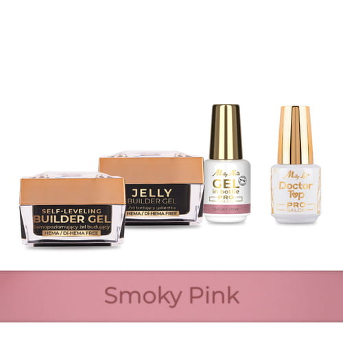 Molly Nails PRO MATCH SYSTEM 3+1 Smoky Pink: 3 żele budujące + Doctor Top 15g