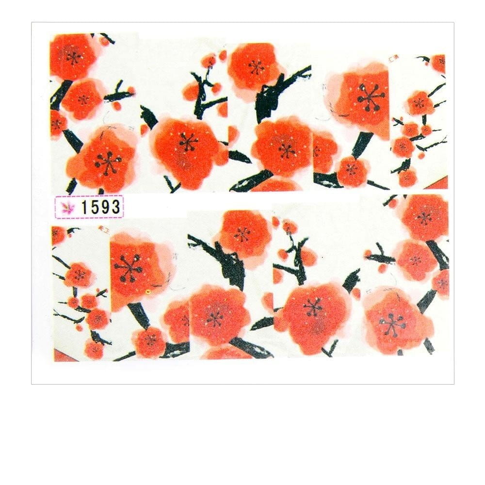 Naklejki wodne do paznokci arkusz 6,5 x 5,5 cm na 10 palców Nr 1593