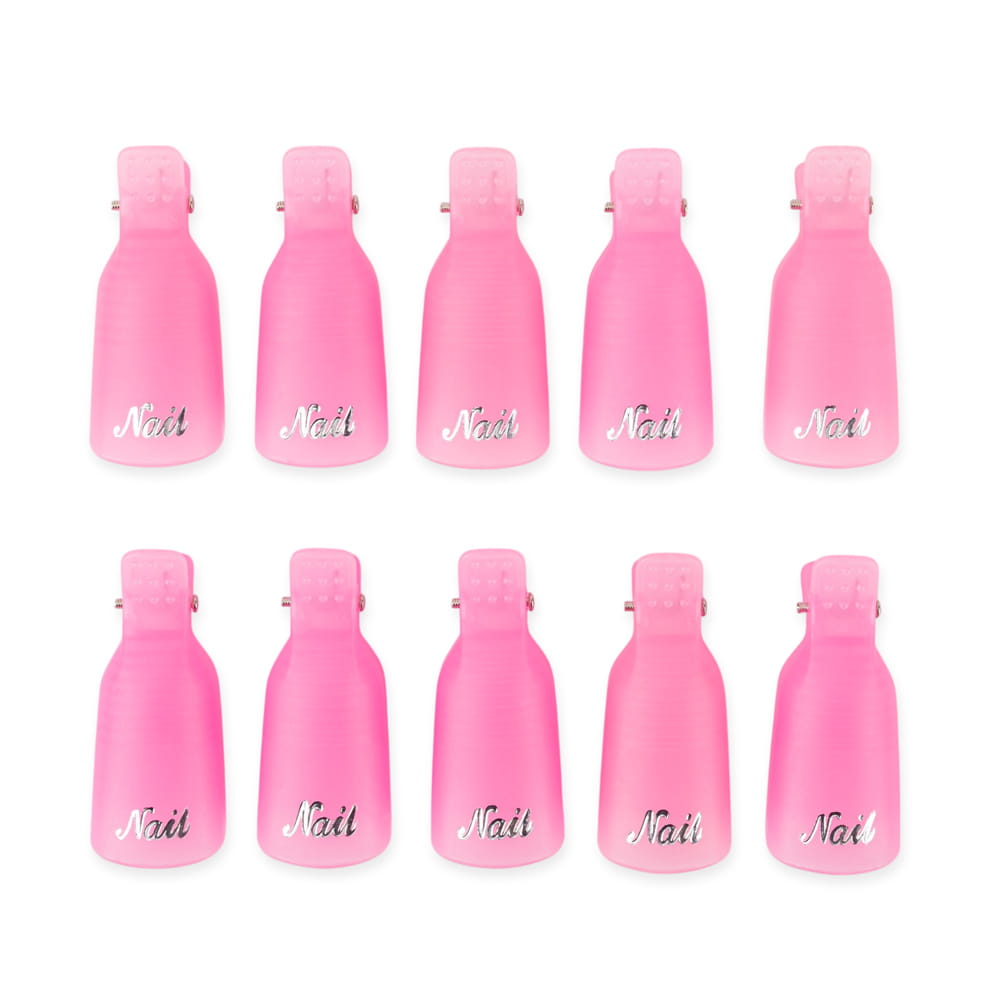 Klipsy do usuwania glitteru/żelu/hybrydy różowe 10 szt