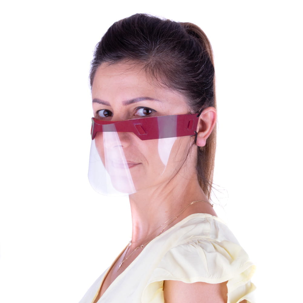 Przyłbica mini maska ochronna na usta i nos wielokrotnego użytku uniwersalna bordowa