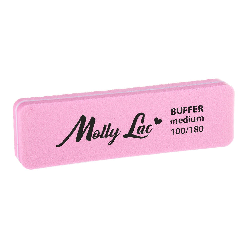 Polerka dwustronna Buffer mini szeroka Medium 100/180 różowa MollyLac 5szt