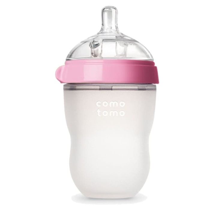 COMOTOMO - antykolkowa butelka silikonowa MOM'S BREAST 250 ml NEWBORN-Pink