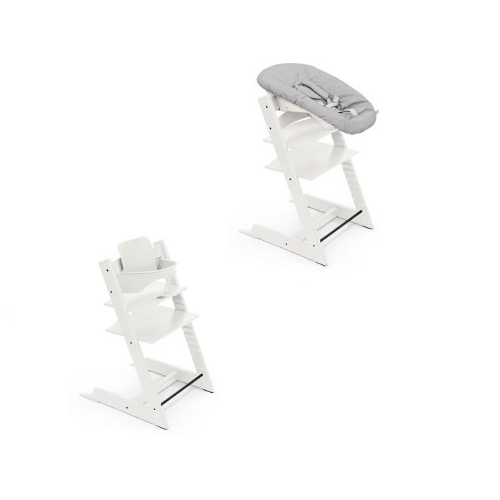Stokke Tripp Trapp Bundle - krzesełko do karmienia + zestaw Baby Set V2 + zestaw Newborn Set-White, Newborn Set Grey
