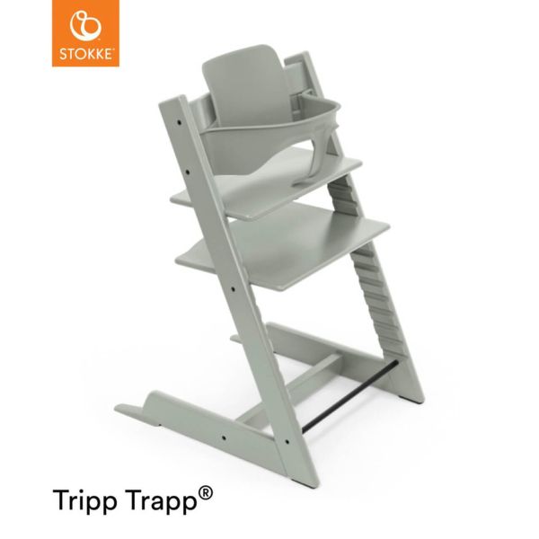 Stokke Tripp Trapp + zestaw Baby Set + tacka - rosnące krzesełko do karmienia z akcesoriami-Glacier Green-White