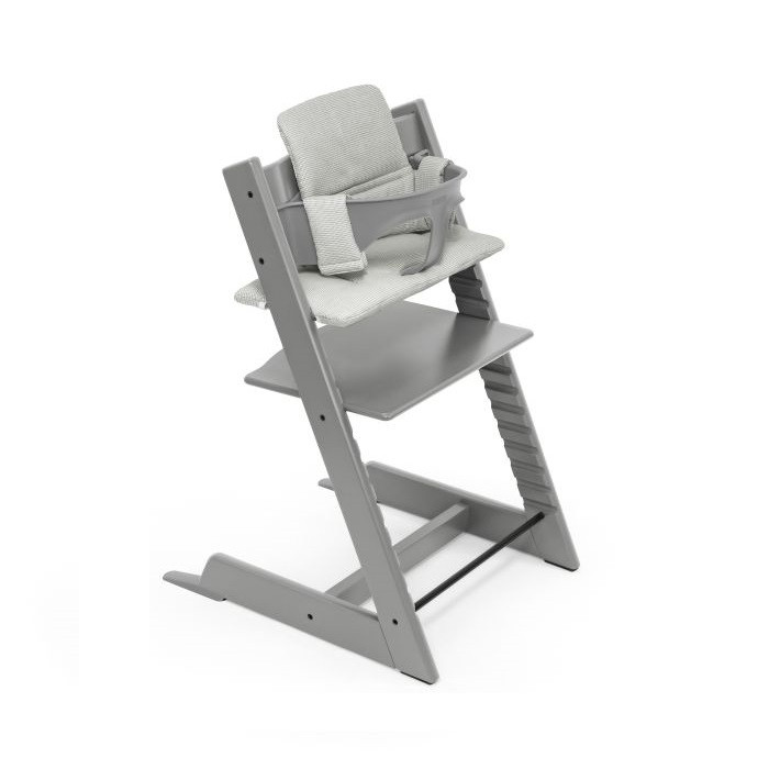 Stokke Tripp Trapp Bundle - krzesełko do karmienia + zestaw Baby Set V2 + poduszka Classic-Storm Grey, Nordic Grey