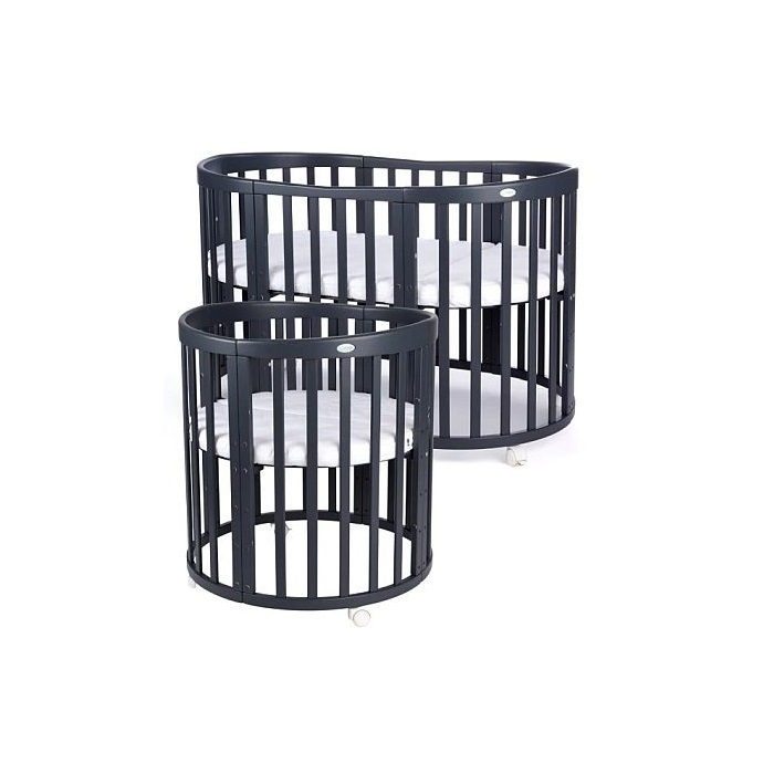 Waldin Owalne łóżeczko z materacem 7w1-Grafit