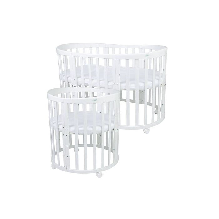 Waldin Owalne łóżeczko z materacem 7w1-Białe