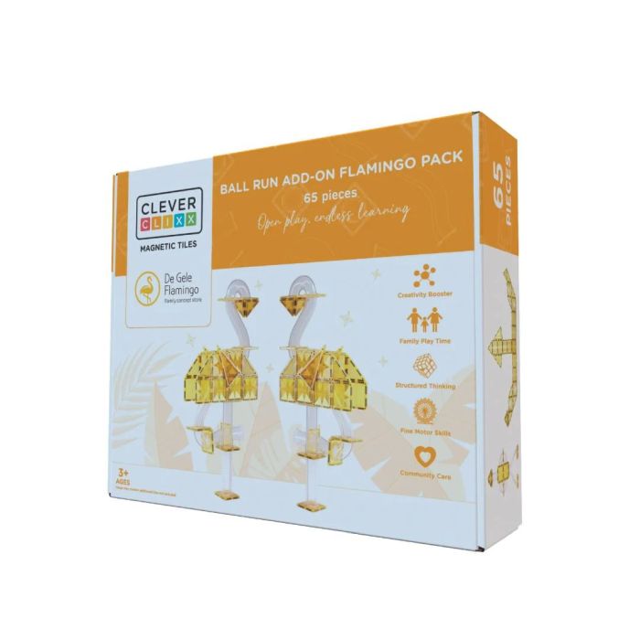 Cleverclixx Klocki magnetyczne Ball Run Add-On Flamingo Pack - 65 el.