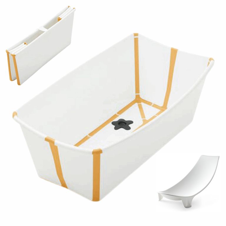 Stokke Flexi Bath Bundle - składana wanienka kąpielowa z wkładką dla noworodka-White Yellow