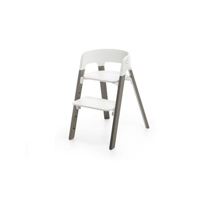 Stokke Steps - krzesełko do karmienia-White Seat/Hazy Grey Legs
