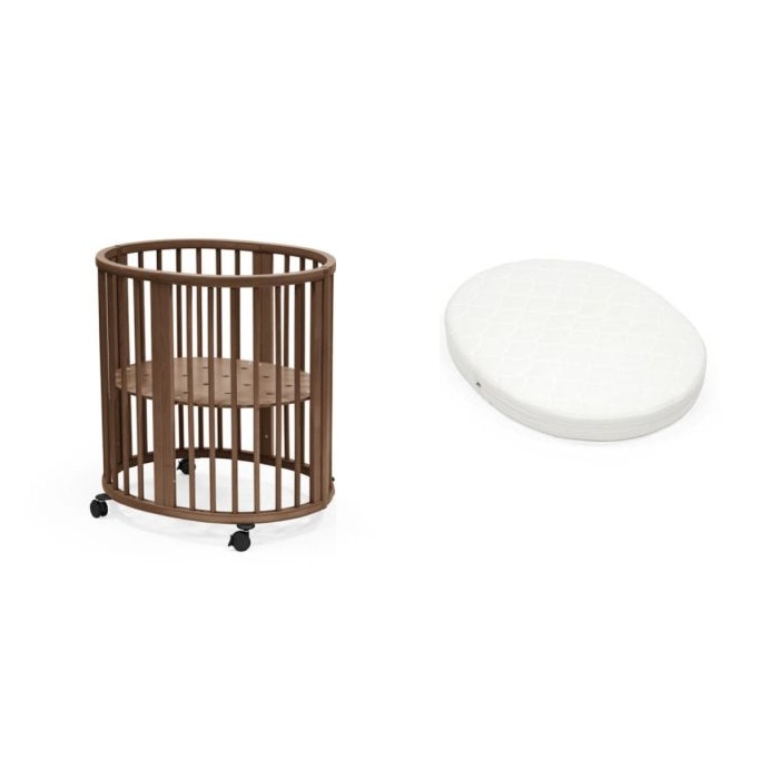 Stokke Sleepi Mini Bed + Mattress + Fitted Sheet - łóżeczko mini z materacem i prześcieradłem-Warm Brown-Lavender