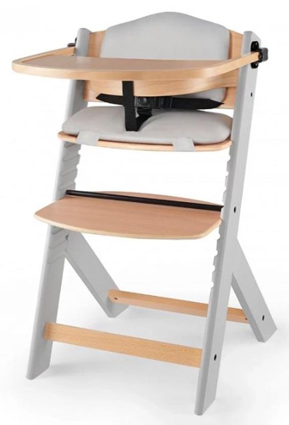 Kinderkraft Enock - krzesełko do karmienia-Wooden Gray z poduszką