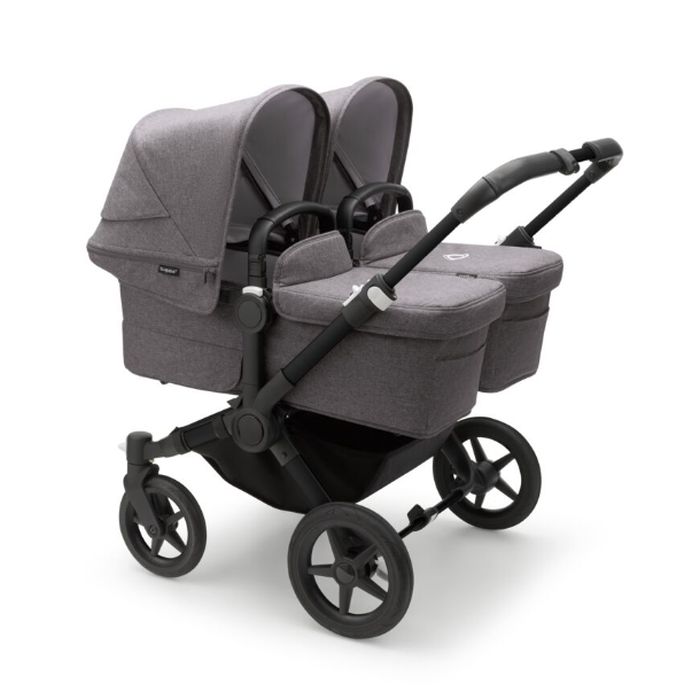 Bugaboo Donkey 5 Twin - wózek głęboko-spacerowy dla bliźniąt-Black-Grey Melange-Grey Melange