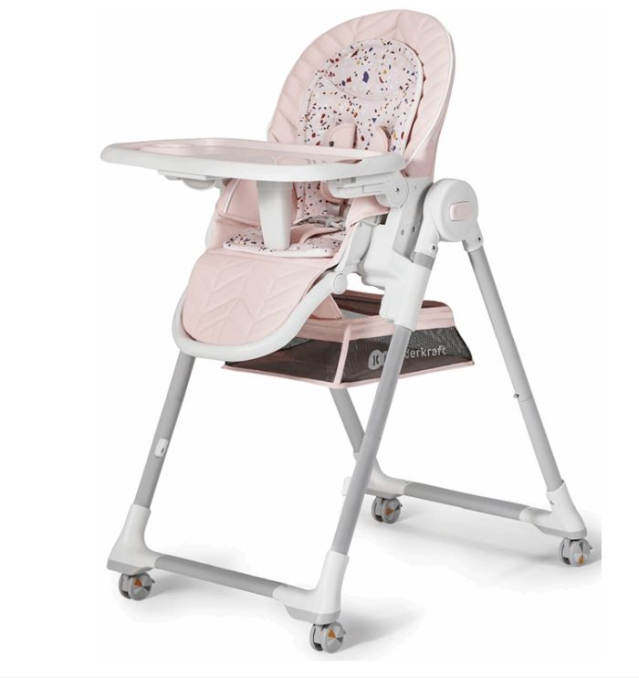 Kinderkraft Lastree 2 w 1 krzesełko do karmienia - leżaczek-Pink