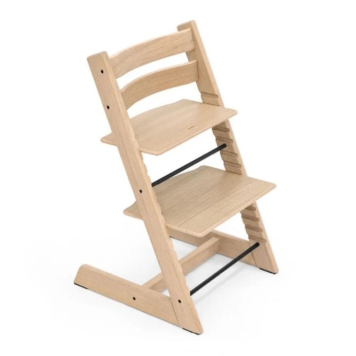 Stokke Tripp Trapp + Newborn Set - rosnące krzesełko do karmienia z zestawem dla noworodka-Oak Natural (drewno dębowe)-Grey