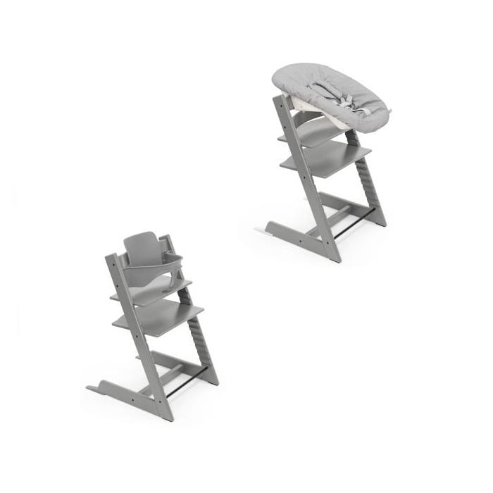 Stokke Tripp Trapp Bundle - krzesełko do karmienia + zestaw Baby Set V2 + zestaw Newborn Set-Storm Grey, Newborn Set Grey