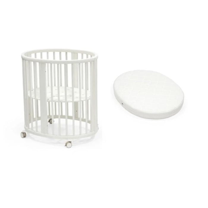 Stokke Sleepi Mini Bed + Mattress + Fitted Sheet - łóżeczko mini z materacem i prześcieradłem-White-Lavender