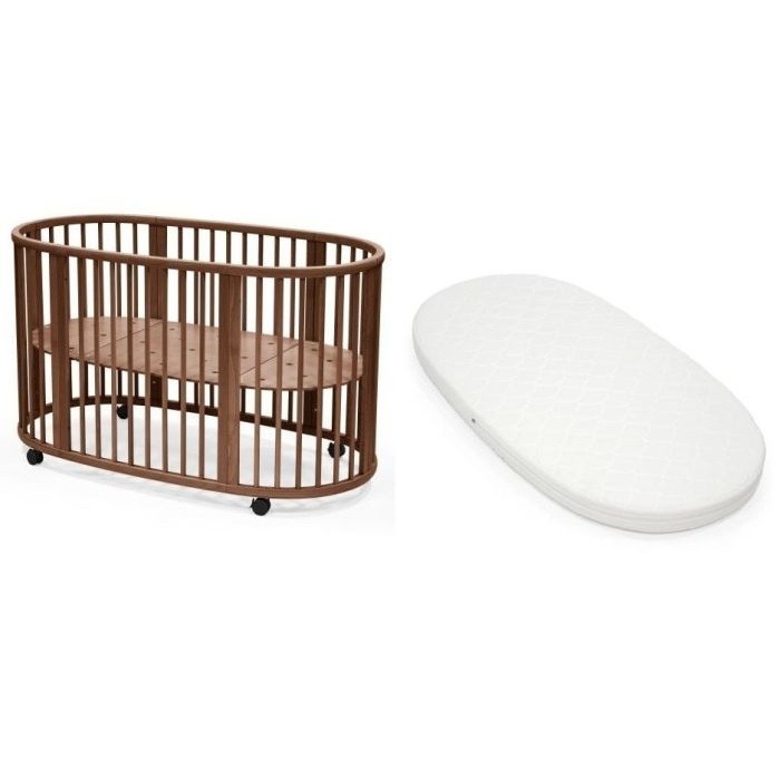Stokke Sleepi Bed + Mattress + Fitted Sheet - łóżeczko z materacem i prześcieradłem-Warm Brown-White