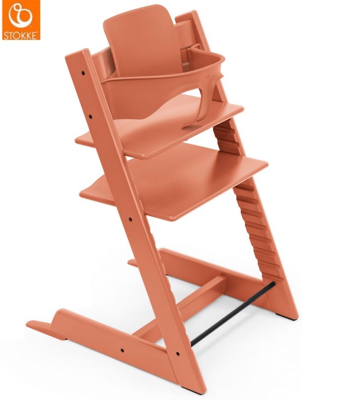Stokke Tripp Trapp z Baby Set - rosnące krzesełko do karmienia + barierka z oparciem-Terracotta