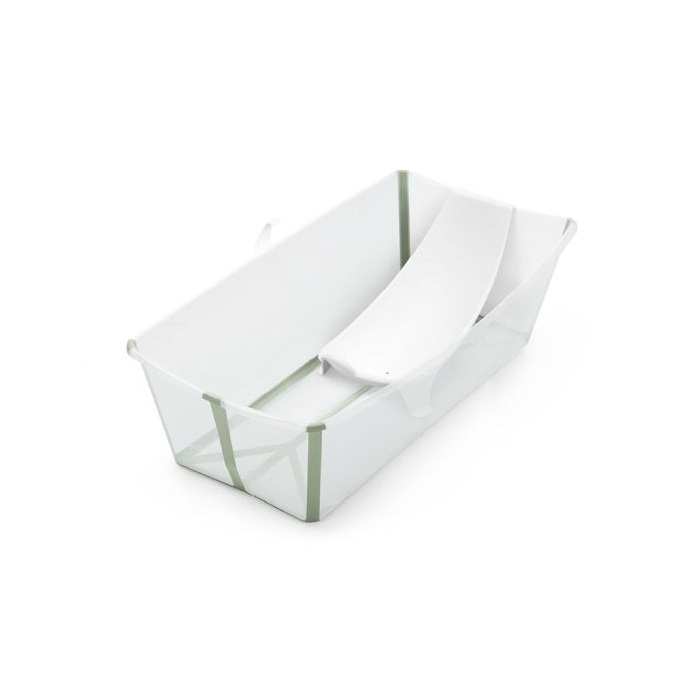 Stokke Flexi Bath XL Bundle- składana wanienka kąpielowa z wkładką dla noworodka-Transparent Green