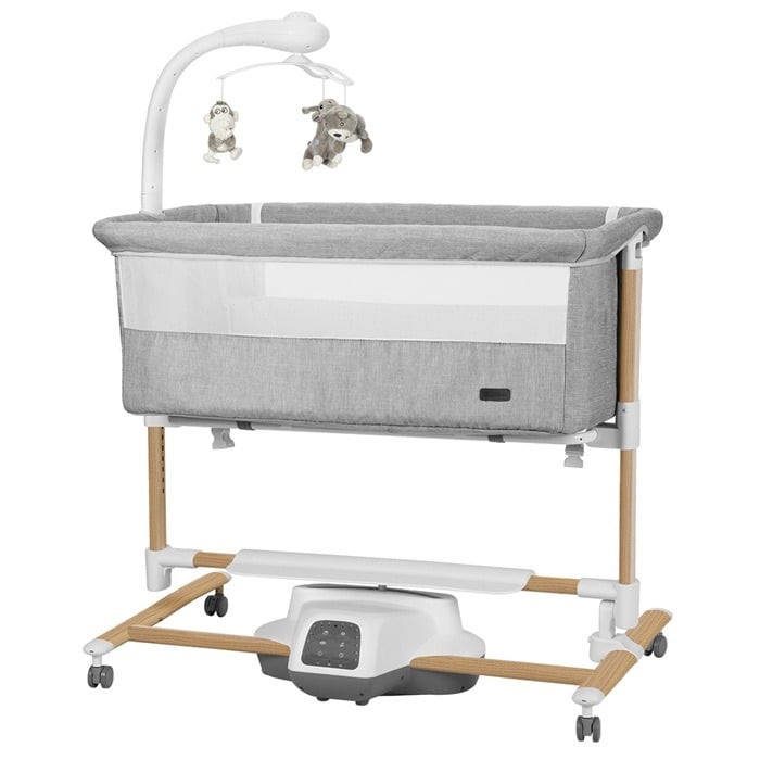 Carrello Bloom 3w1 - inteligentna dostawka i kołyska z czujnikiem ruchu-Anchor Grey Wooden