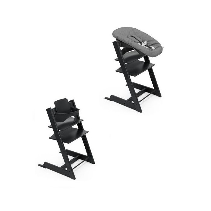 Stokke Tripp Trapp Bundle - krzesełko do karmienia + zestaw Baby Set V2 + zestaw Newborn Set-Black, Newborn Set Anthrazite