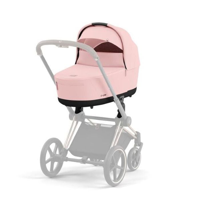 Cybex Priam 4.0 - rama ze stelażem siedziska i z gondolą Lux-Peach Pink-Chrome z czarną rączką