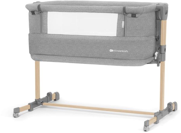 Kinderkraft Neste Grow - łóżeczko dostawne 3w1 z obniżanym dnem-Drewniany-Szary