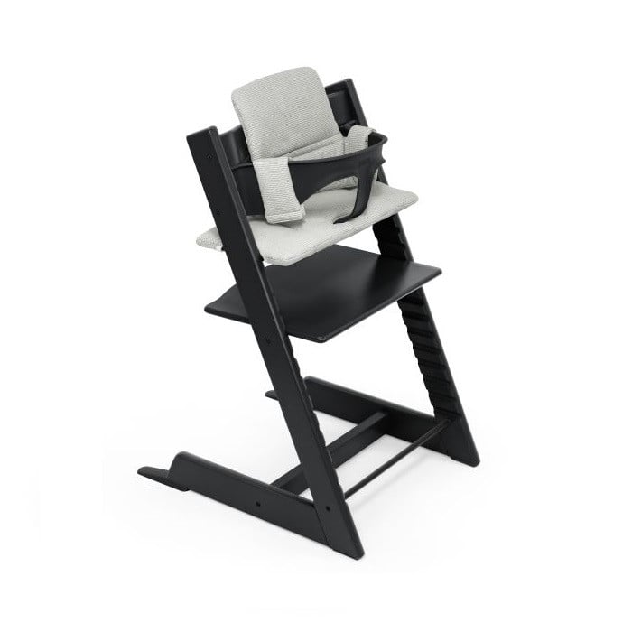 Stokke Tripp Trapp Bundle - krzesełko do karmienia + zestaw Baby Set V2 + poduszka Classic-Black, Nordic Grey