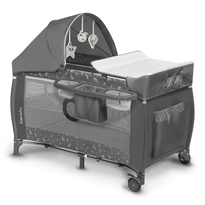 Lionelo Łóżeczko turystyczne Sven Plus-Grey Concrete