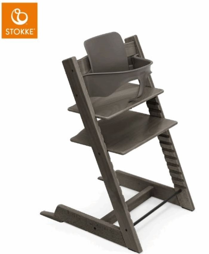Stokke Tripp Trapp z Baby Set - rosnące krzesełko do karmienia + barierka z oparciem -Hazy Grey