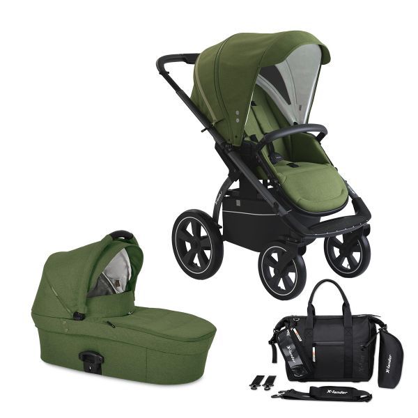X-lander X-Move - uniwersalny wózek głęboko-spacerowy 2 w 1 z torbą Rollbag-Organic Green