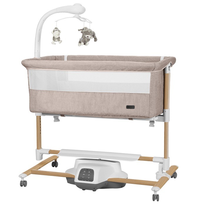 Carrello Bloom 3w1 - inteligentna dostawka i kołyska z czujnikiem ruchu-Cream Beige Wooden