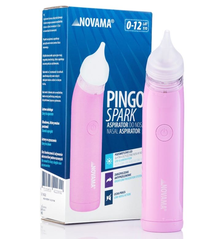 Novama Pingo Spark elektryczny aspirator do nosa z podświetlaną końcówką-Pastel Pink