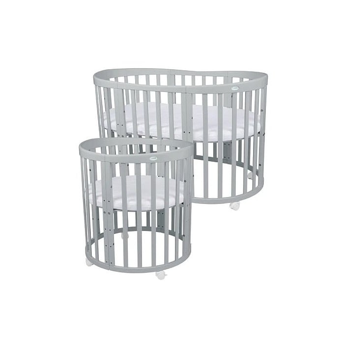 Waldin Owalne łóżeczko z materacem 7w1-Szare