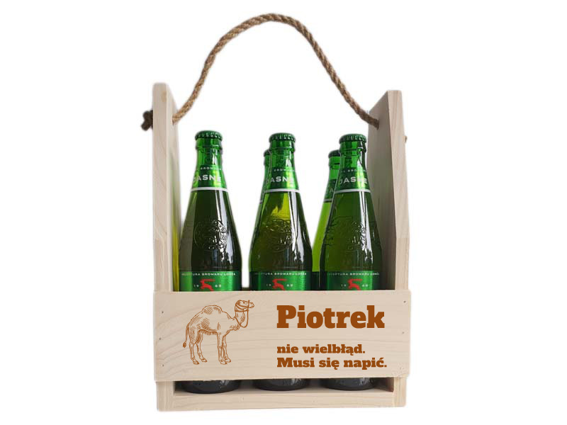 Drewniana skrzynka, EKO nosidło na piwo, alkohol, kwiaty, prezent- GRAWER