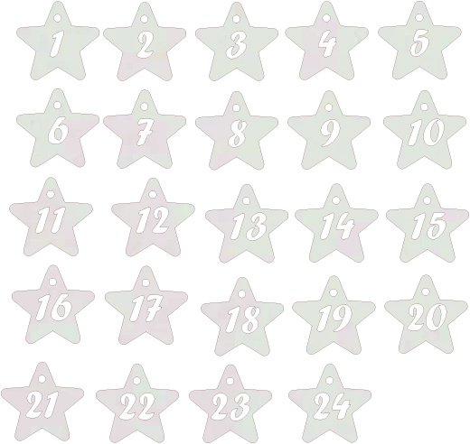 Numerki do kalendarza adwentowego zawieszki cyferki gwiazdki scrapki tekturki dekoracja Boże Narodzenie