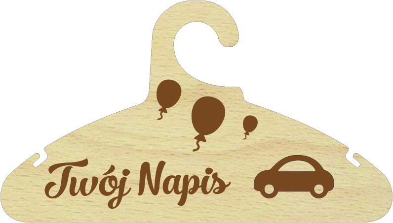Drewniany wieszak na ubrania dzieciece, niemowlęce z Twoim napisem, Imię, grawer, personalizacja Urodziny, Chrzest, Roczek