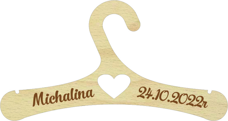 Drewniany wieszak na ubrania dzieciece, niemowlęce z Twoim napisem, Imię, grawer, personalizacja data, Chrzest Św