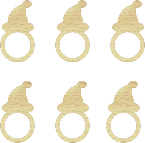 Drewniane obrączki na serwetki pierścienie, drewniane ringi czapeczki Mikołaja baza do makramy, zawieszka świąteczna (1 op. / 6 szt.)