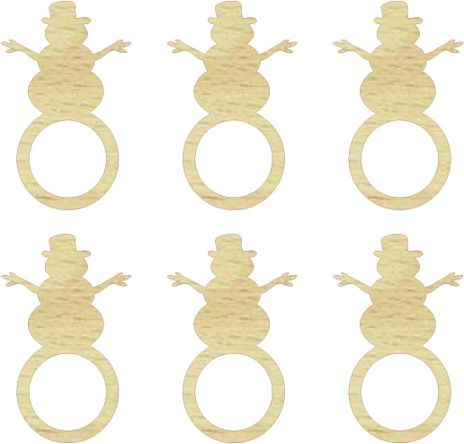 Drewniane obrączki na serwetki pierścienie, drewniane ringi Bałwanek baza do makramy, zawieszka świąteczna (1 op. / 6 szt.)