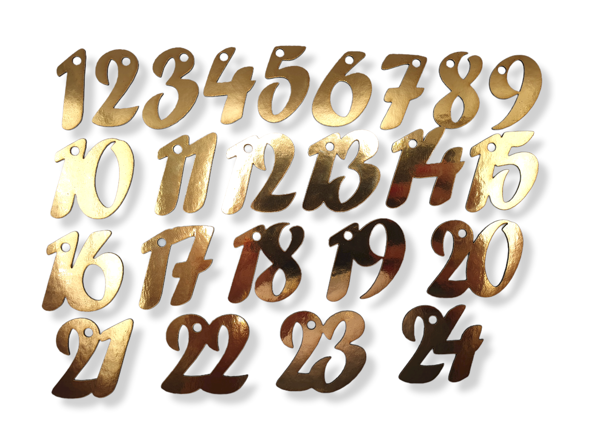 Złote numerki do kalendarza adwentowego zawieszki cyferki scrapki dekoracja Boże Narodzenie